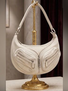 Vintage Versace Y2K Multi-Zip Mesh Leather Shoulder Bag Made in Italy COA